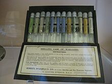 A bag of toxic gases use in chemical warfare; the leftmost one is phosgene