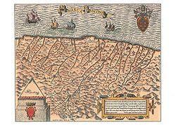 The march in a map of 1564 by Vincenzo Luchino.
