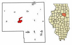 Location of Pontiac in Livingston County, Illinois.