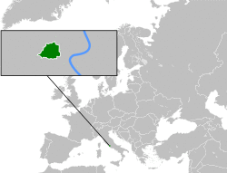 Location of Vatican City (green) in Europe (dark grey)  –  [Legend]
