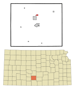 Location within Pratt County and Kansas