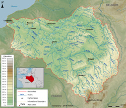 Topographic map of the Seine basin (English png).png