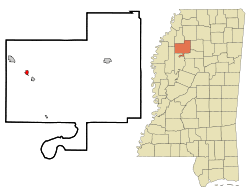 Location of Sumner, Mississippi