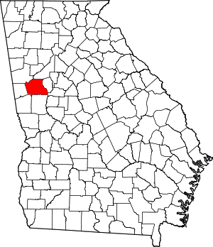 Map of Georgia highlighting Coweta County