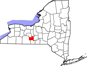 Map of New York highlighting Schuyler County