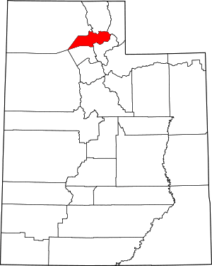 Map of Utah highlighting Weber County