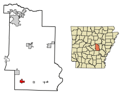 Location of England in Lonoke County, Arkansas.