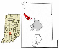 Location of Ellettsville in Monroe County, Indiana.