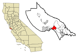 Location in Santa Cruz County and the state of California