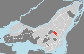 Location of Outremont on the Island of Montreal. (Grey areas indicate City of Montreal).