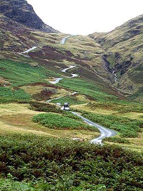 Hardknott Pass from Hardknott Castle (Roman Fort) - geograph.org.uk - 546597.jpg
