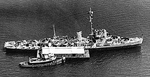 USS Solar (DE-221) in New York harbor, 22 July 1944