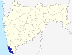 Location of Sindhudurg district in Maharashtra