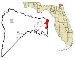 Location in Nassau County and the state of Florida