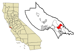 Location in Santa Cruz County and the state of California