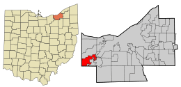 Location in Cuyahoga County and the state of Ohio.