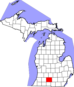 Map of Michigan highlighting Calhoun County