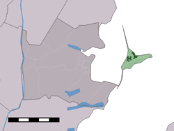 Top: location of the municipality of Waterland in North Holland and the Netherlands. Bottom: location of Marken in Waterland.