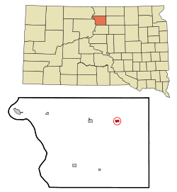Location in Walworth County and the state of South Dakota