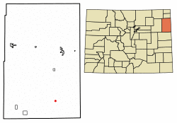 Location of the Idalia CDP in Yuma County, Colorado.