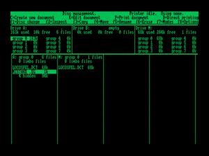 LocoScript 1.40's initial file management screen