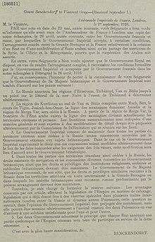 Asia Minor Agreements - Count Alexander Konstantinovich Benckendorff, Ambassade Impériale de Russie (Imperial Russian Ambassador to the United Kingdom), Londres to Viscount Grey (Sir Edward Grey), 1 September 1916.jpg