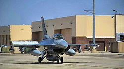 An F-16 Fighting Falcon of the 54th Fighter Group at Holloman Air Force Base, during 2014.