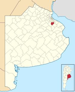 location of San Vicente Partido in Buenos Aires Province