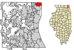Location of Winthrop Harbor in Lake County, Illinois.