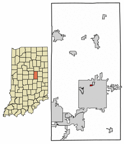 Location of Woodlawn Heights in Madison County, Indiana.