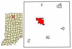 Location of Plymouth in Marshall County, Indiana.