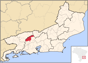 Location of Vassouras in the state of Rio de Janeiro