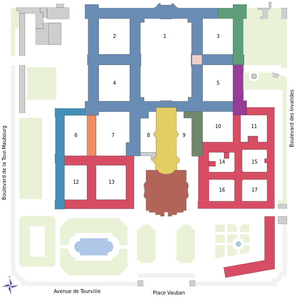 Le plan de l'Hôtel des Invalides