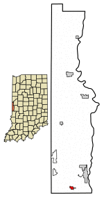 Location of Universal in Vermillion County, Indiana.