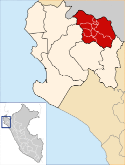 Location of Ayavaca o Ayabaca in the Piura Region