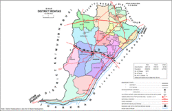Map showing divisions of Rohtas district