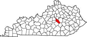 Map of Kentucky highlighting Garrard County