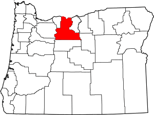 Map of Oregon highlighting Wasco County
