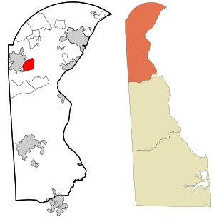 Location in New Castle County and the state of Delaware.