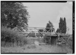 BRIDGE IN ELEVATION LOOKING WEST - South Fork Newaukum River Bridge, Spanning South Fork Newkaukum River at State Route 508, Onalaska, Lewis County, WA HAER WASH,21-ONAL.V,1-4.tif