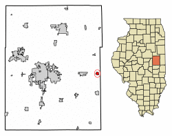 Location of Ogden in Champaign County, Illinois.
