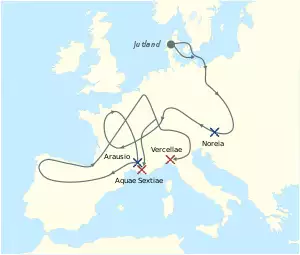 Cimbrians and Teutons invasions.svg