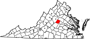 Map of Virginia highlighting Fluvanna County