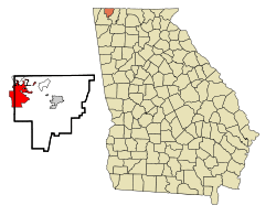 Location in Catoosa County and the state of Georgia