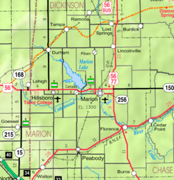 KDOT map of Marion County (legend)