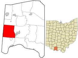 Location in Adams County and the state of Ohio.