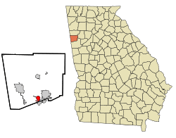 Location in Haralson County and the state of Georgia