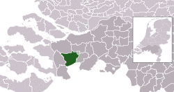 Highlighted position of Roosendaal in a municipal map of North Brabant