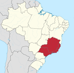 Location of Southeast Region in Brazil