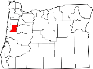 Map of Oregon highlighting Benton County